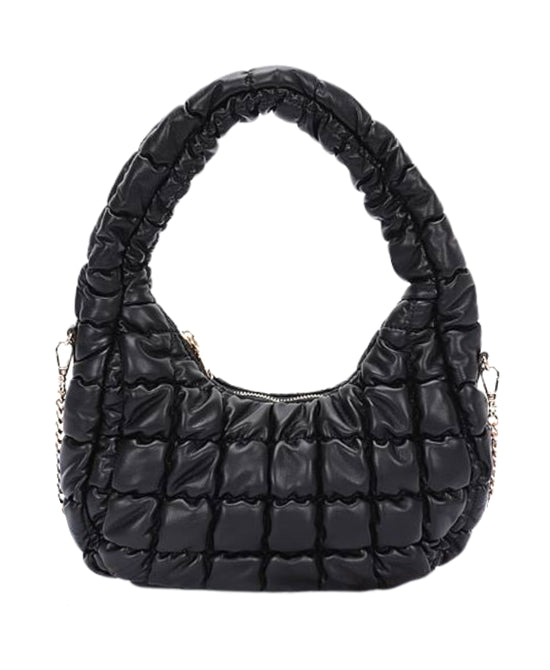 
Faux Leather Quilted Handbag in BLACK view 1