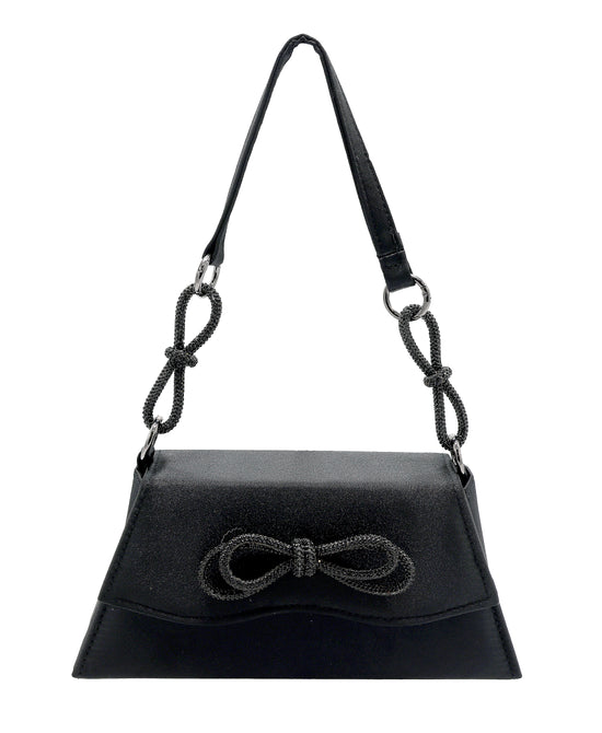 
Rhinestone Bow Evening Bag in BLACK view 1