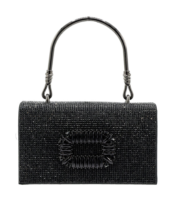 
Rhinestone Buckle Evening Bag in BLACK view 1