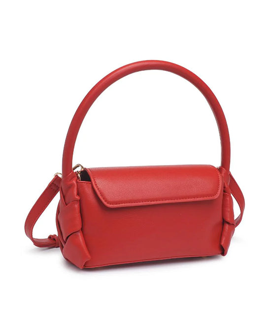 
Vegan Leather Crossbody Handbag in RED view 2