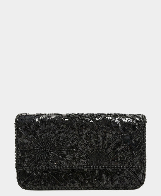 
Flower Beaded Clutch Bag w/ Sequins in BLACK view 1