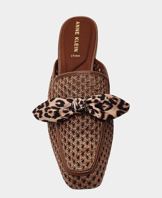 
Woven Mule w/ Animal Printed Bow in BROWN view 2