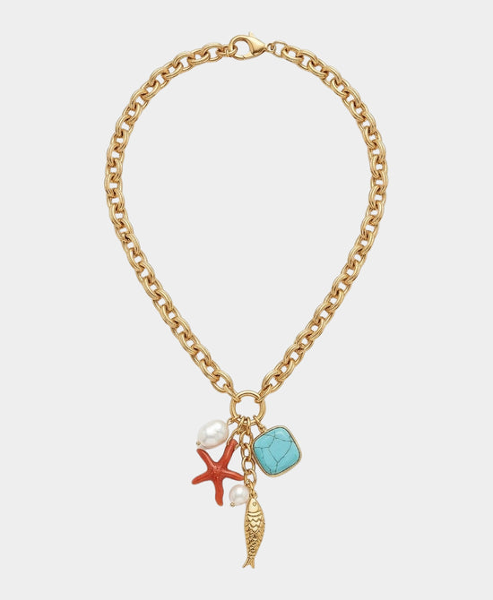 
Fish Charm Necklace in GOLD MULTI view 2