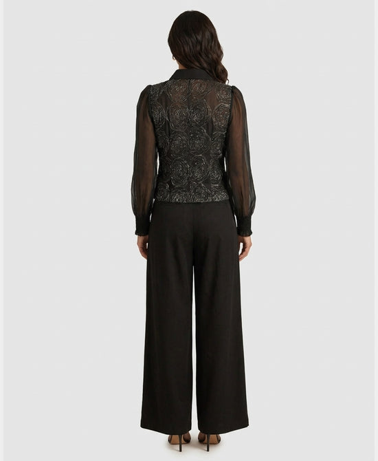 
Flower Top w/ Sequins & Pant - 2 Pc Set in BLACK view 2