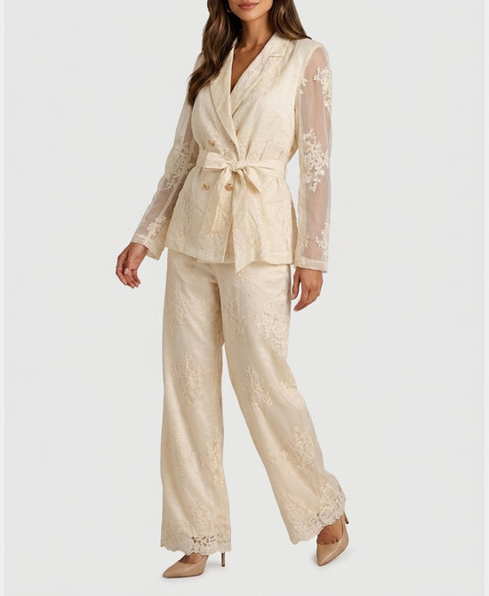 
Lace Blazer & Pant - 2 Pc Set in CREAM view 1