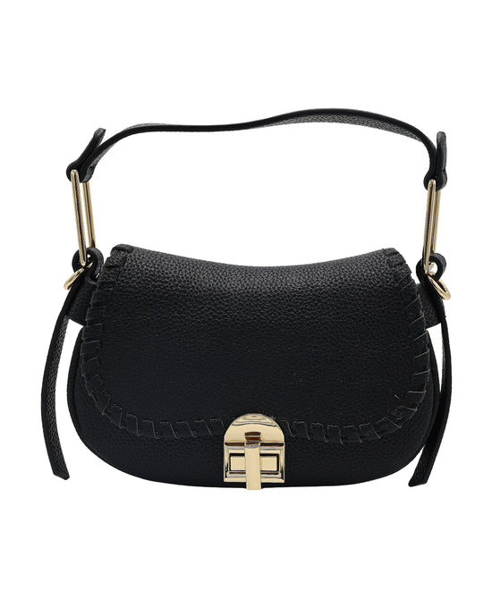 
Faux Leather Shoulder Bag in BLACK view 1