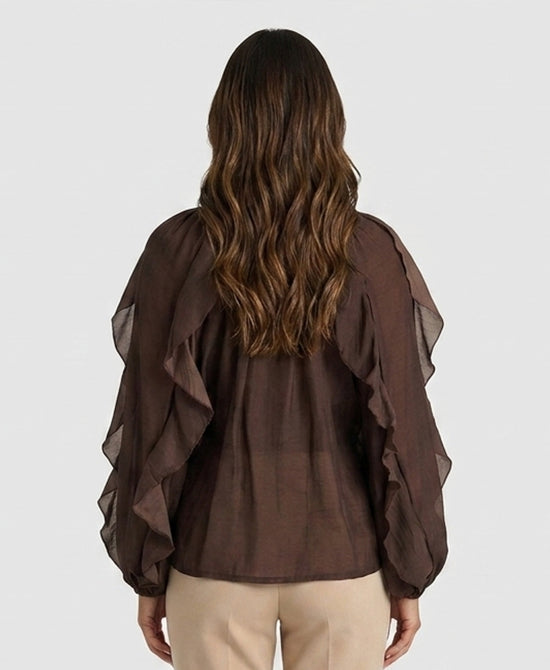 
Ruffle Blouse in BROWN view 2