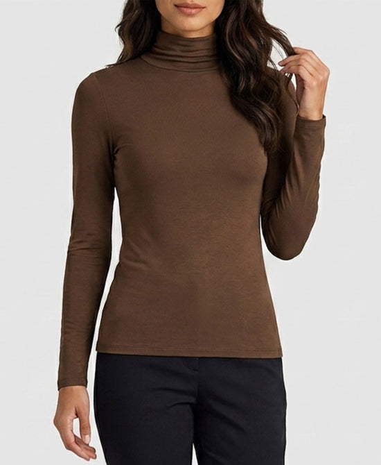 
Sheer Turtleneck Top in BROWN view 1