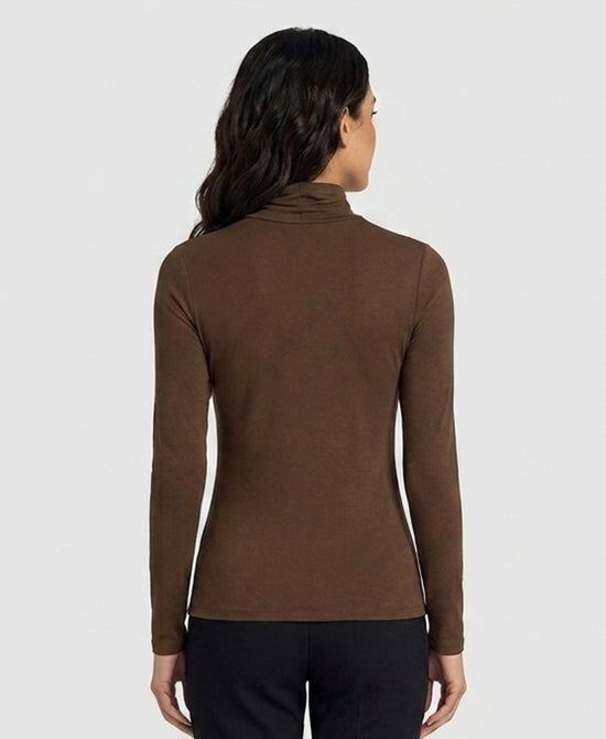 
Sheer Turtleneck Top in BROWN view 2