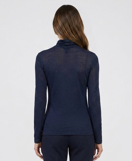 
Sheer Turtleneck Top in NAVY view 2