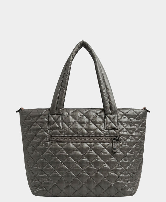 
Small Quilted Nylon Tote Bag in PEWTER view 2
