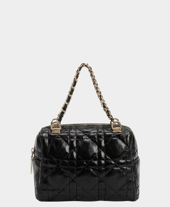 
Faux Leather Quilted Handbag in BLACK view 1