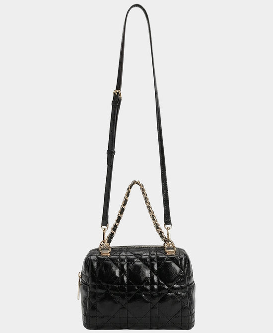 
Faux Leather Quilted Handbag in BLACK view 2