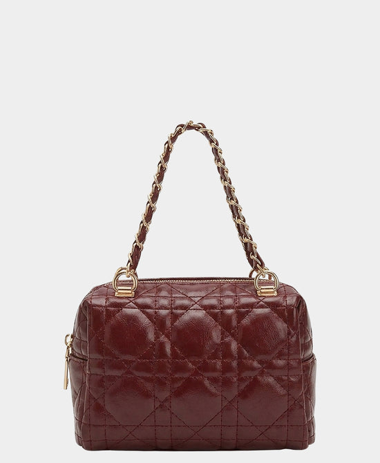 
Faux Leather Quilted Handbag in BURGUNDY view 1