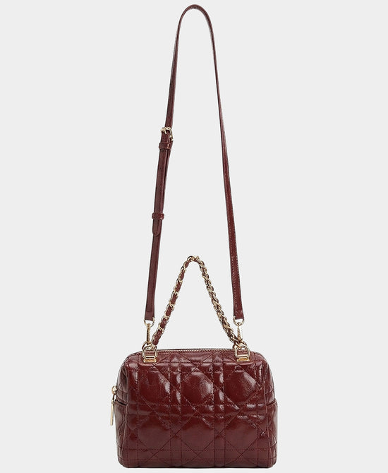 
Faux Leather Quilted Handbag in BURGUNDY view 2