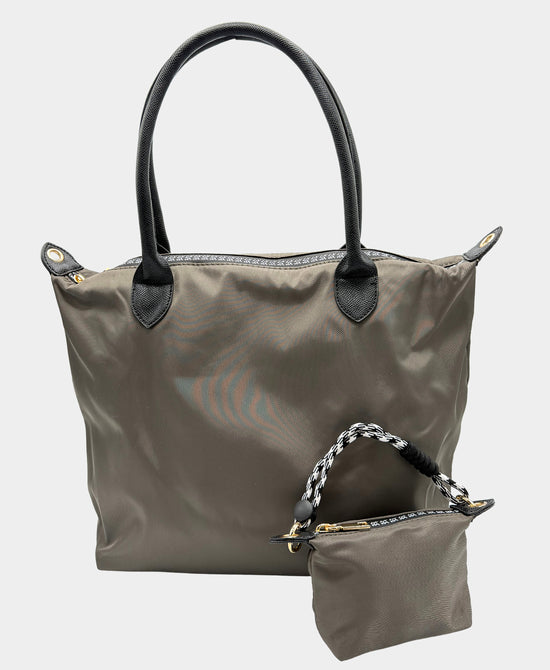 
2in1 Nylon Tote Bag in OLIVE view 1