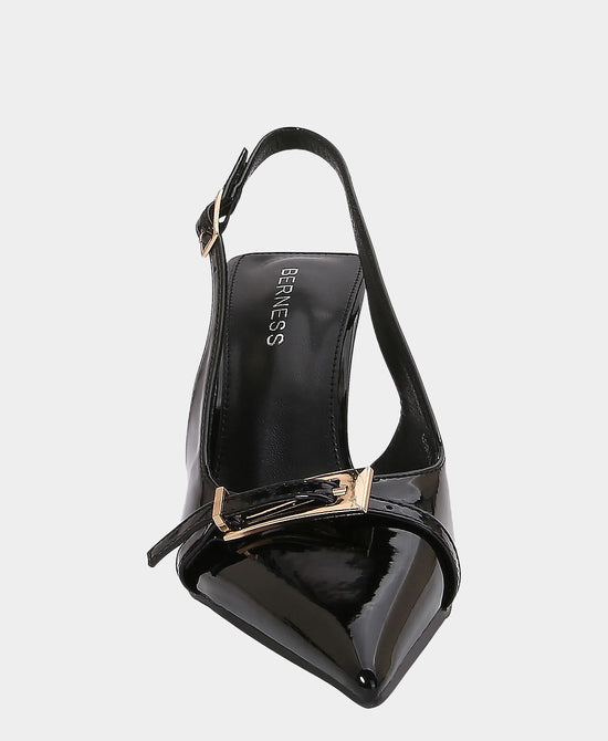 
Patent Faux Leather Buckle Slingback Pump in BLACK view 2
