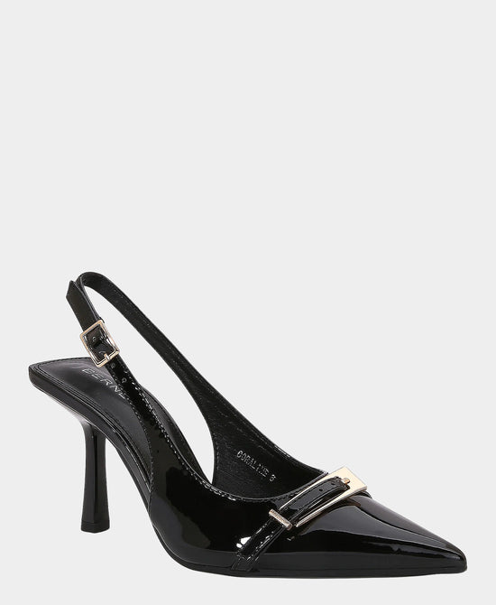 
Patent Faux Leather Buckle Slingback Pump in BLACK view 1