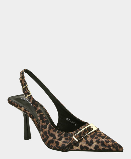 
Leopard Print Buckle Slingback Pump in BROWN/BLACK view 1