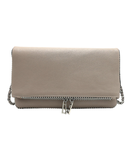 
Faux Leather Crossbody Bag w/ Studs in TAUPE view 1