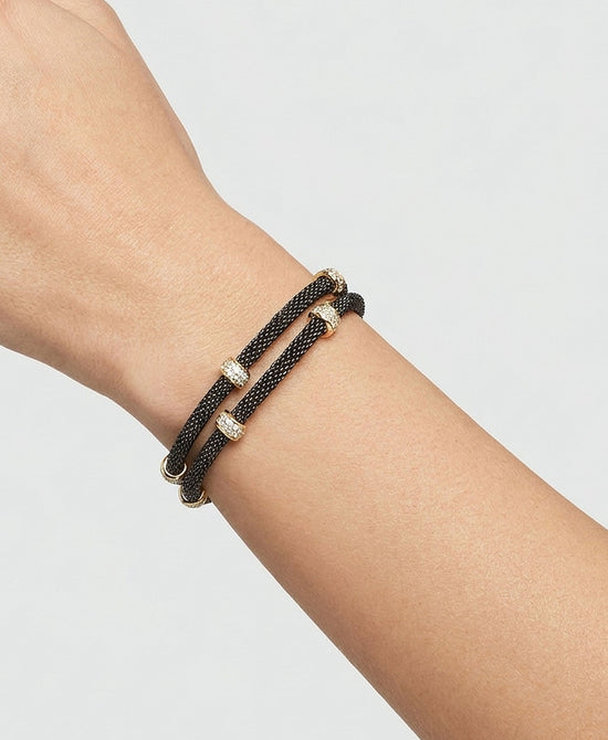 
Double Strand Mesh Bracelet in BLACK/GOLD view 1