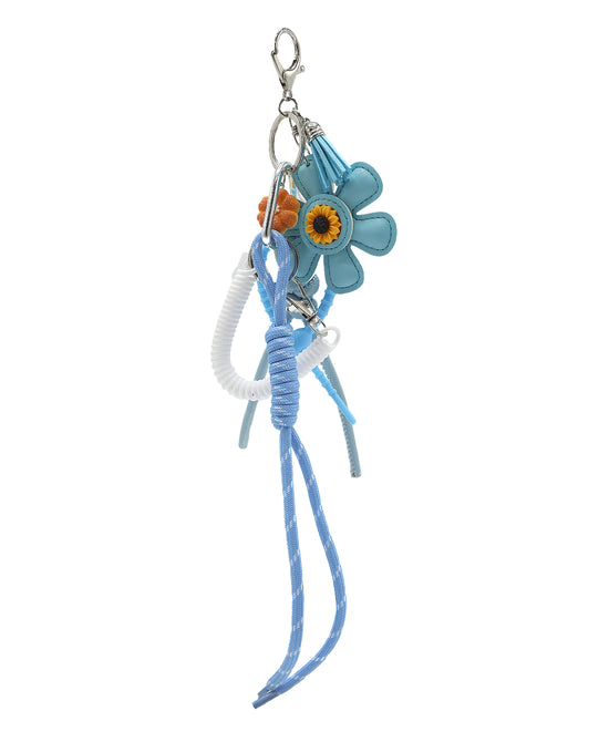
Faux Leather Daisy Bag Charm/Keychain in SKY BLUE view 1