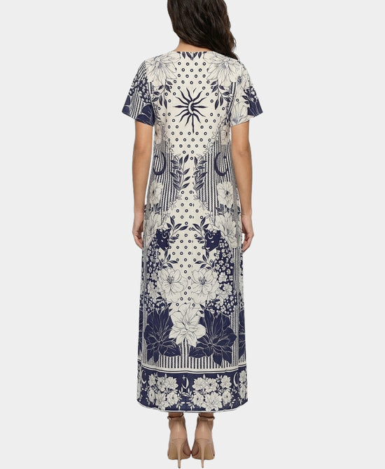 
Printed Maxi Dress in IVORY/NAVY view 2