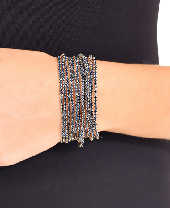 
Elastic Crystal Bracelet Set in NAVY/GOLD view 1