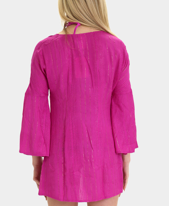
Metallic Striped Swim Cover-Up in HIBISCUS view 2