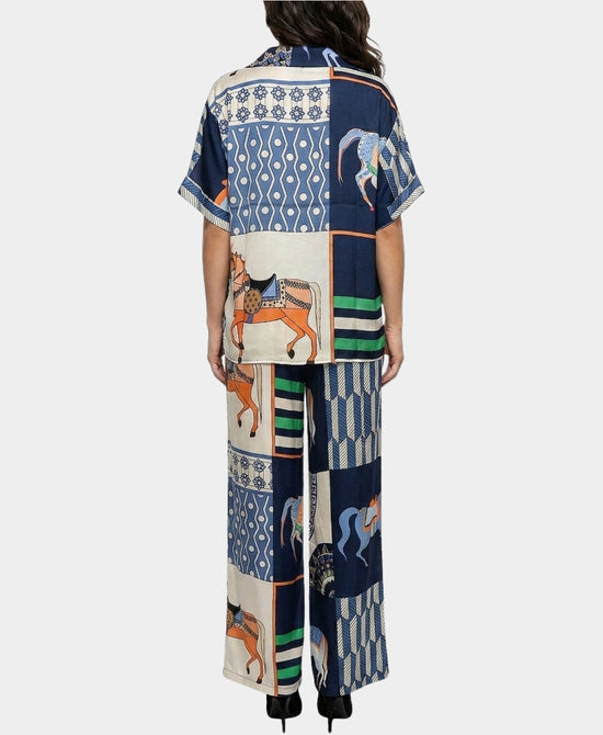 
Horse Print Top & Pants Set- 2 Pc Set in NAVY MULTI view 2