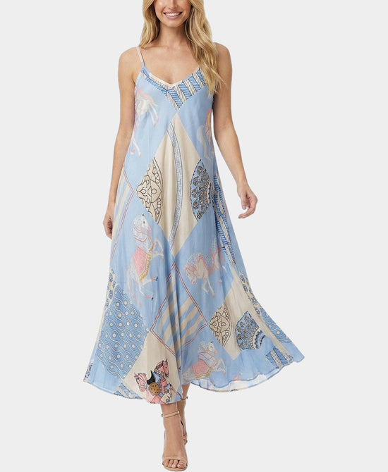 
Horse Print Maxi Dress in LIGHT BLUE view 1