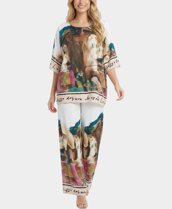 
Coastal Print Blouse & Pants Two-Piece Set in WHITE MULTI view 1
