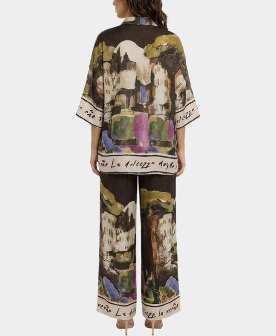 
Coastal Print Blouse & Pants Two-Piece Set in BROWN view 2