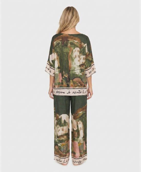
Coastal Print Blouse & Pants Two-Piece Set in GREEN view 2