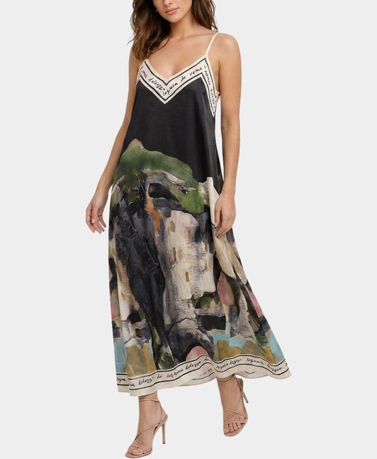 
Art-Inspired Scenic Print Maxi Dress in BLACK view 1