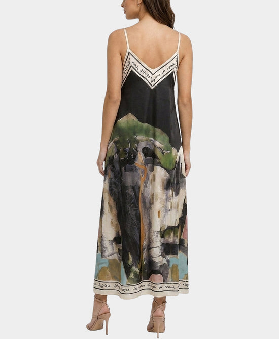
Art-Inspired Scenic Print Maxi Dress in BLACK view 2