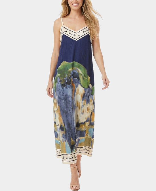 
Art-Inspired Scenic Print Maxi Dress in NAVY view 1