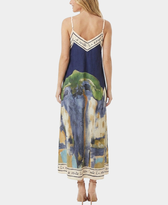 
Art-Inspired Scenic Print Maxi Dress in NAVY view 2