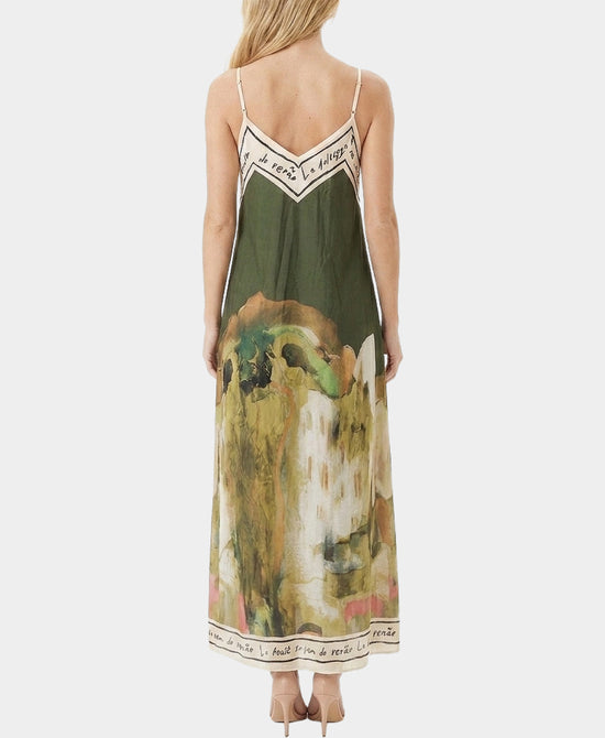 
Art-Inspired Scenic Print Maxi Dress in OLIVE view 2