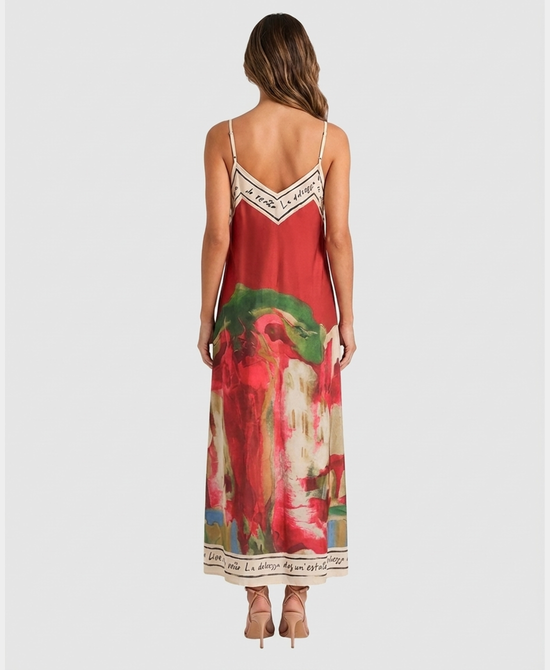 
Art-Inspired Scenic Print Maxi Dress in RED view 2