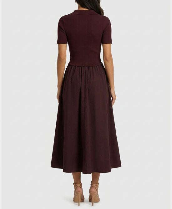 
Knit Combo Maxi Dress in BURGUNDY view 2