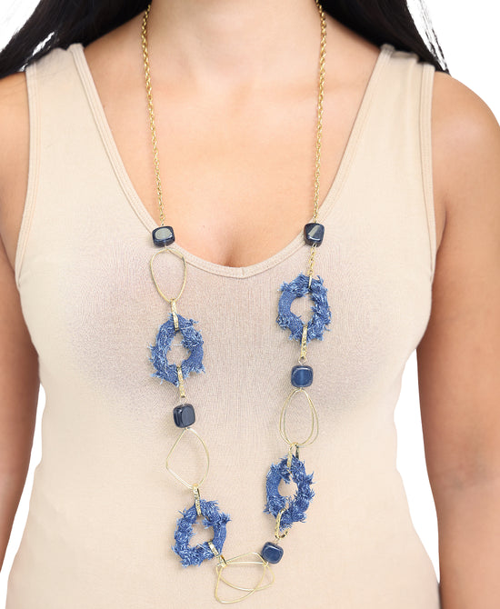 
Denim Chain Necklace in GOLD/DENIM view 1