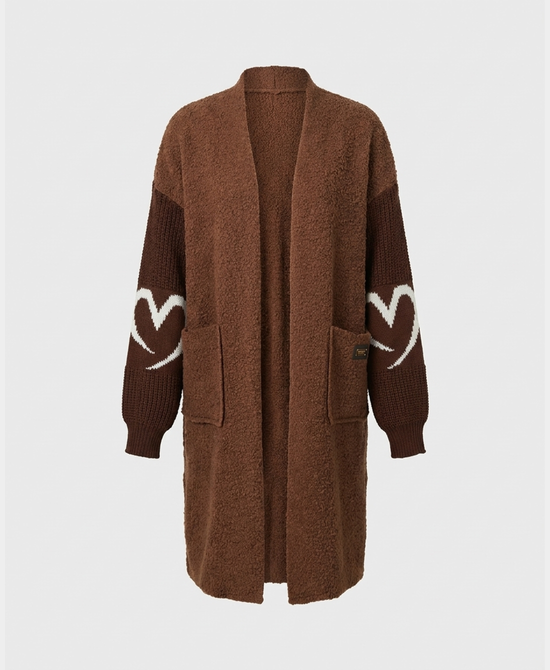 
Heart Long Cardigan in BROWN view 2