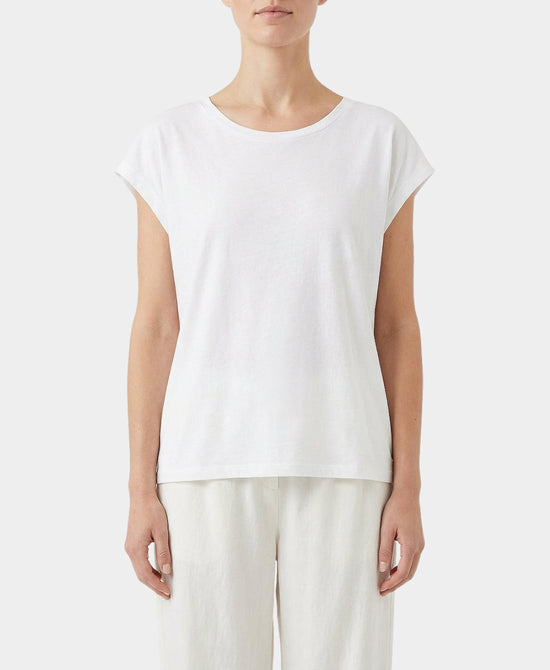 
Cotton Tee w/ Seam Detail in WHITE view 1