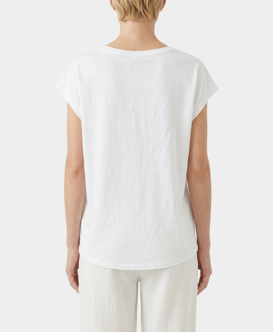 
Cotton Tee w/ Seam Detail in WHITE view 2