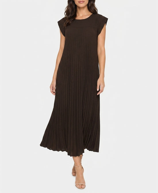 
Pleated Maxi Dress in BROWN view 1
