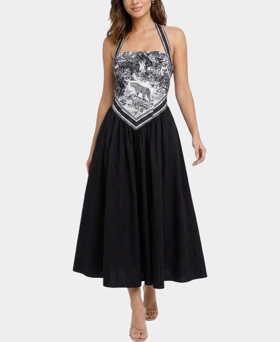 
Jungle Toile Print Maxi Dress in BLACK view 1