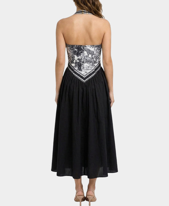 
Jungle Toile Print Maxi Dress in BLACK view 2