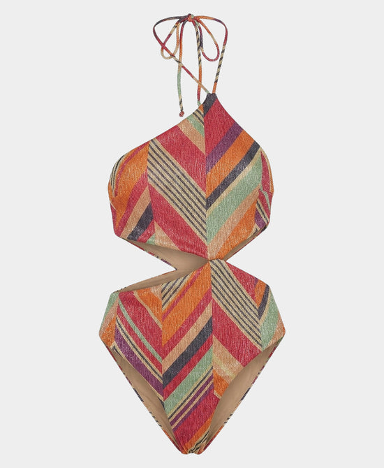 
Stripe Shimmer One Piece Swimsuit in MAGENTA view 2