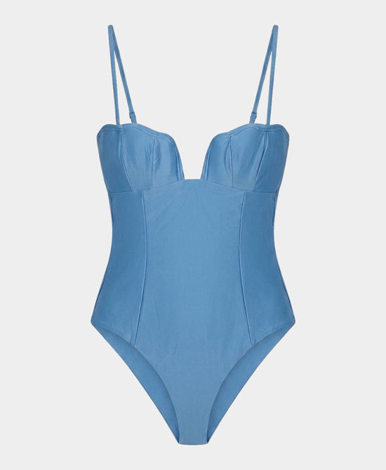 
Scallop Trim One Piece Swimsuit in BLUE view 2